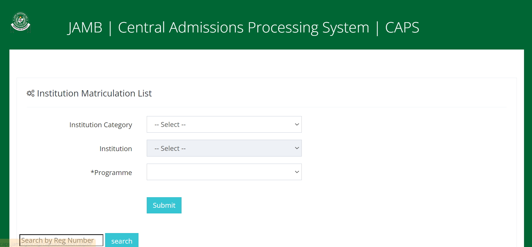 institution admission list